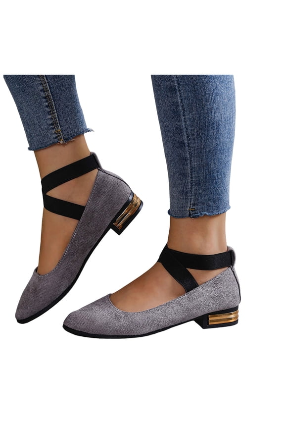 Dress Shoes for Women 2025 2026 Spring Fall Fashion Suede Pointed Toe Chunky Block Low Heel Strappy Ballet Flats Casual Dressy Loafers