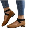 thumbnail image 1 of Dress Shoes for Women 2025 2026 Spring Fall Fashion Suede Pointed Toe Chunky Block Low Heel Strappy Ballet Flats Casual Dressy Loafers, 1 of 7