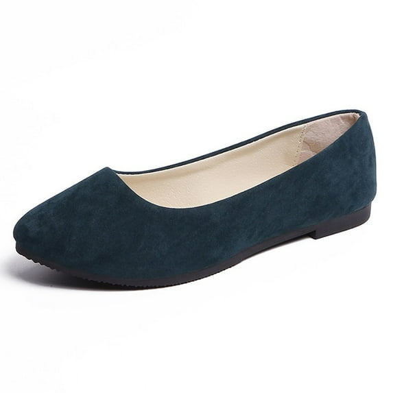 Dress Shoes for Women Flats Women Girls Solid Women's Round-Toe Ballet Flat Dress Shoes Slip On Flat Shallow Comfort Casual Single Shoes Green 5.5