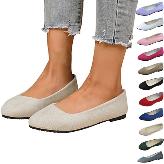 Dress Shoes for Women Round Toe Flats Shoes Ballet Flats Dressy Comfortable Foldable Flats Casual Loafers Solid Color Closed Toe Soft Sole Flat