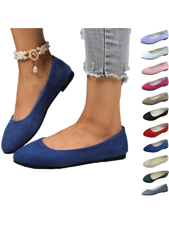 Dress Shoes for Women Round Toe Flats Shoes Ballet Flats Dressy Comfortable Foldable Flats Casual Loafers Solid Color Closed Toe Soft Sole Flat
