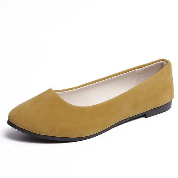 Dress Shoes for Women Women Girls Solid Women's Round-Toe Ballet Flat Dress Shoes Slip On Flat Shallow Comfort Casual Single Shoes Yellow 10