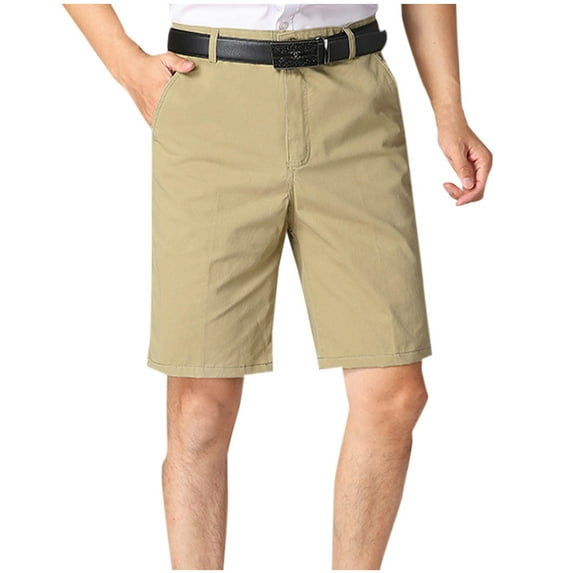Dress Shorts for Men with Pockets Straight Leg Business Work Bermuda Short Flat Front Mid Waisted Solid Color Comfort Golf Half Pants