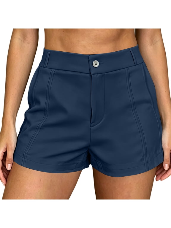 Dress Shorts for Women High Waist Straight Leg Chino Shorts Work Casual Wrinkle Resistant Office Shorts Navy S