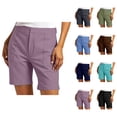 thumbnail image 1 of Dress Shorts for Women Summer Elastic Waist Straight Leg Loose Fit Business Casual Office Work Shorts with Pockets, 1 of 9