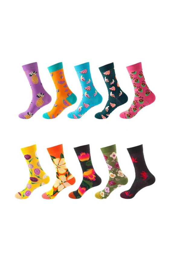 Dress Socks for Mens Womens Colorful Funny Novelty Cotton Long Socks 10 Pack