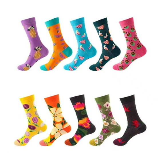 Dress Socks for Mens Womens Colorful Funny Novelty Cotton Long Socks 10 Pack