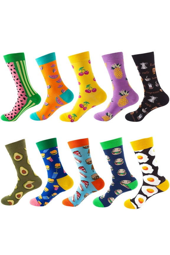 Dress Socks for Mens Womens Colorful Funny Novelty Cotton Long Socks 10 Pack