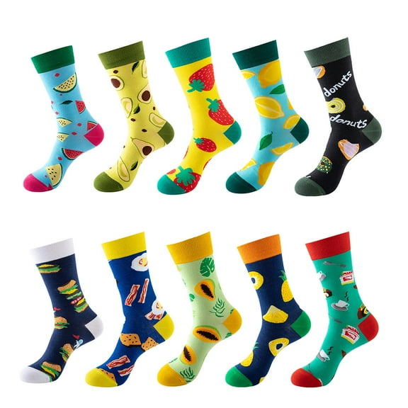 Dress Socks for Mens Womens Colorful Funny Novelty Cotton Long Socks 10 Pack