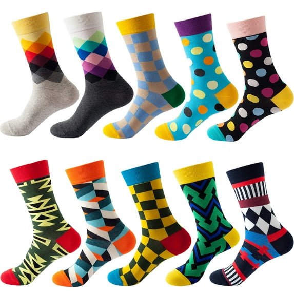 Dress Socks for Mens Womens Colorful Funny Novelty Cotton Long Socks 10 Pack