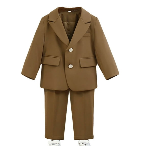 Dress Suit Set, Boys' Suits, Paiwinds Children's Solid Color Long Sleeved Casual Add Trousers and a Necklace Sports Casual Slim Long Sleeved Suit Jacket for Kids, 3-4Years