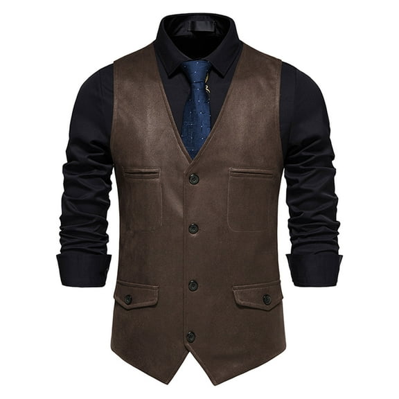 Dress Suit Vests for Men Sueded Sleeveless Business Work Waistcoats Button-Down V Neck Formal Solid Slim Wedding Tuxedos Vest 2025
