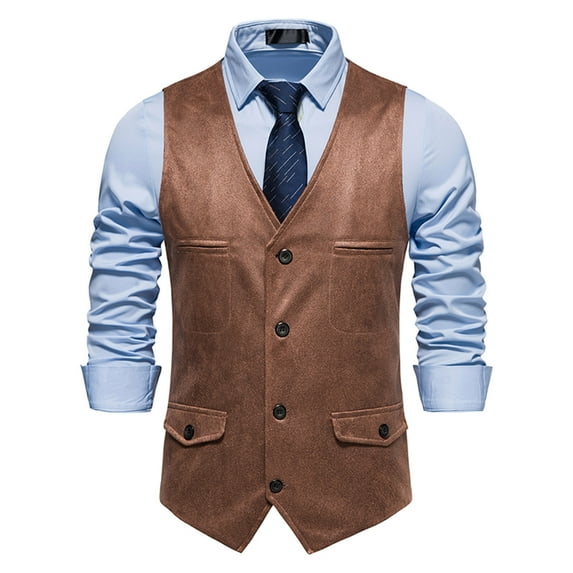 Dress Suit Vests for Men Sueded Sleeveless Business Work Waistcoats Button-Down V Neck Formal Solid Slim Wedding Tuxedos Vest 2025