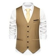 thumbnail image 1 of Dress Suit Vests for Men with Pockets Button-Down V Neck Sleeveless Business Work Waistcoats Formal Solid Slim Wedding Tuxedos Vest, 1 of 8