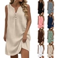 thumbnail image 1 of Dress Summer Casual Summer Dress for Women Fashion Sleeveless Dresses Spaghetti Flowy Long Sundress Black L, 1 of 8