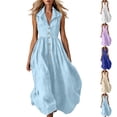 thumbnail image 1 of Dress Summer Ndbuld Ladies' Casual And Fashionable Solid Color Sleeveless Button Up Lapel Dress Purple S, 1 of 6