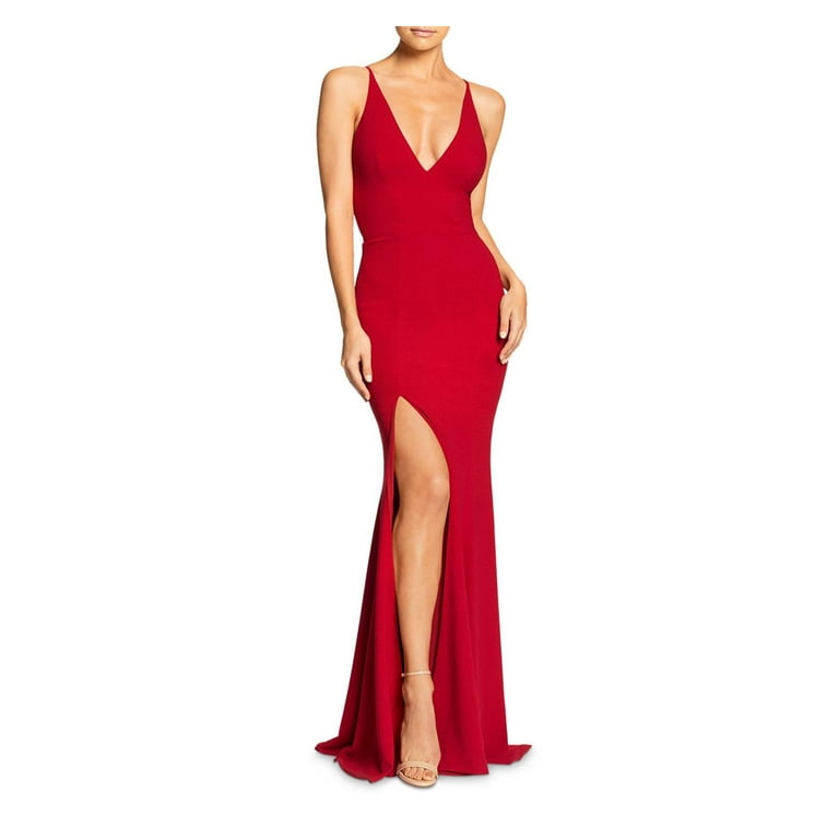 Dress The Population Womens Iris Plunging Split Hem Evening Dress Walmart