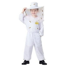 Dress Up America 1075-S Bee Keeper Jumpsuit Costume & Hat with Attached Veil, White - Small