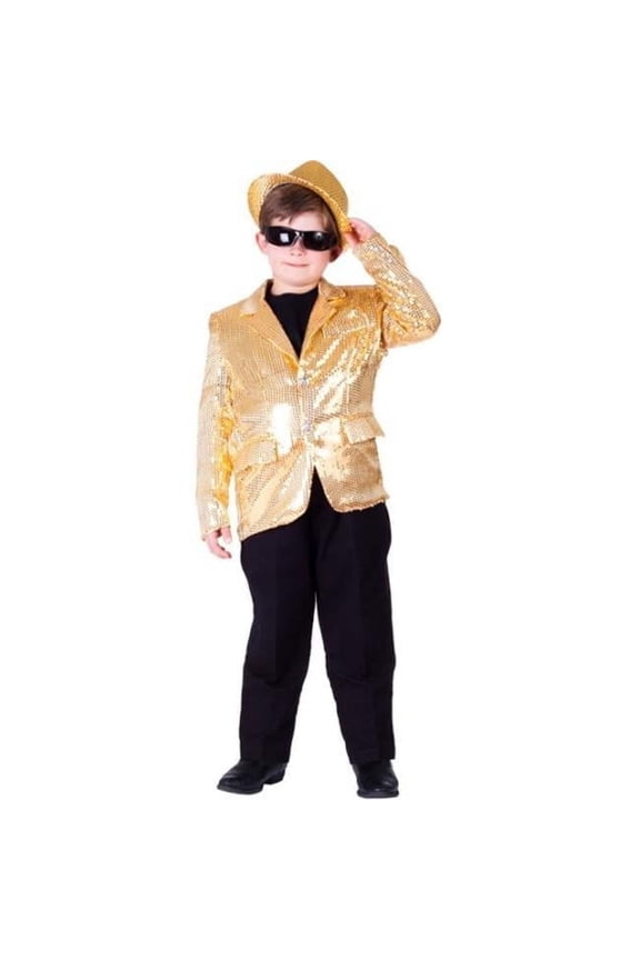 739-M Kids Gold Sequined Blazer- Medium - Age 8 to 10
