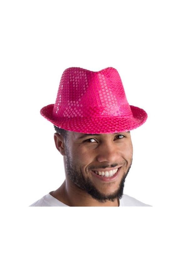 Pink Sequined Fedora for Adults - Great Fit for Men and Women