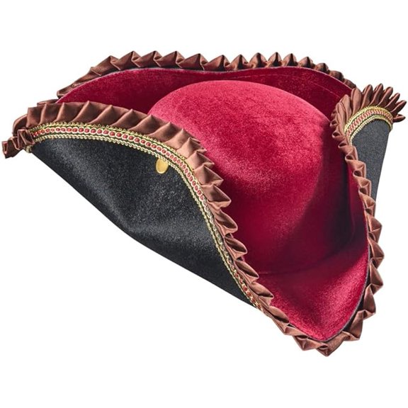 Dress Up America Adult Burgundy Tricorne Hat – Classic Three-Corner Costume Hat for Historical, Pirate & Colonial Outfits