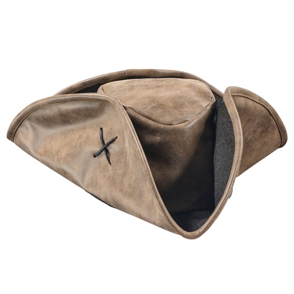 Dress Up America Pirate Hat for Adults, Brown Faux Leather Costume Hat, One Size
