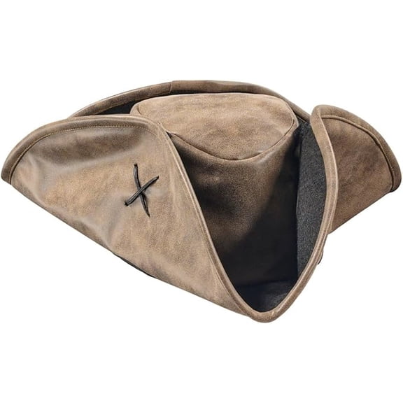 Dress Up America Adult Faux Leather Pirate Hat – Classic Pirate Costume Hat for Men and Women, One Size, Swashbuckler & Nautical Costume Accessory