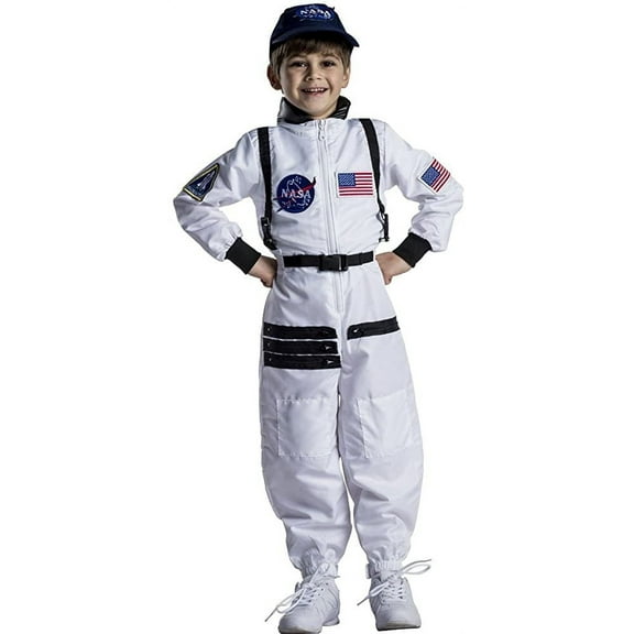 Dress Up America Astronaut Costume for KidsNASA White Spacesuit for Boys & Girl