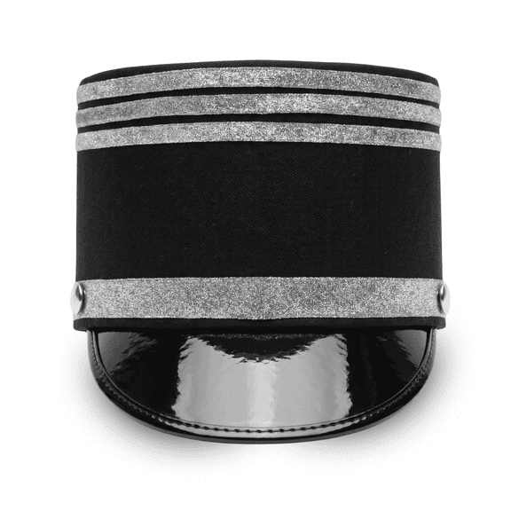 Dress-Up-America Black Marching Band Hat for Adults - Drum Major Hat with Silver Trim