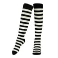 thumbnail image 1 of Dress-Up-America Black & White Striped Socks for Adults - Black & White Striped Socks for Men & Women- Stylish and Comfortable, 1 of 6