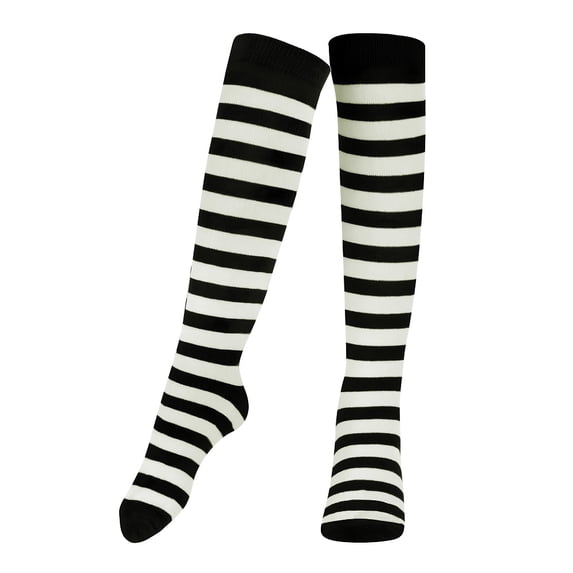 Dress-Up-America Black & White Striped Socks for Adults - Black & White Striped Socks for Men & Women- Stylish and Comfortable