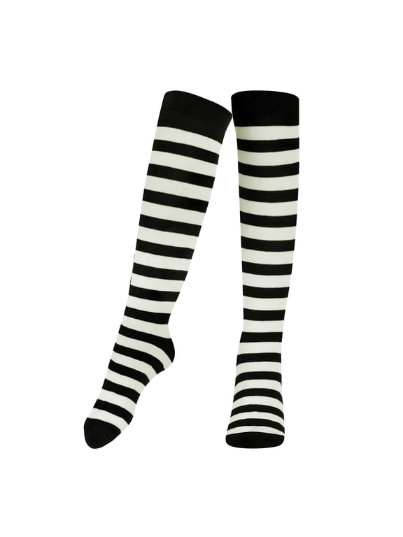Dress-Up-America Black and White Striped Socks for Kids - Black and White Socks for Girls and Boys - Striped Socks for Teens - Stylish and Comfortable