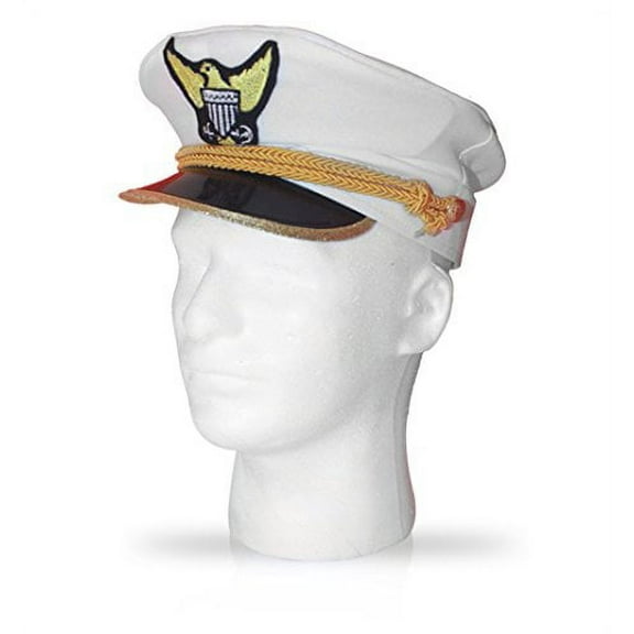 Dress-Up-America Boat Captain Hat - White Navy Admiral Cap - Sea Yacht Hat - Available For Kids And Adults