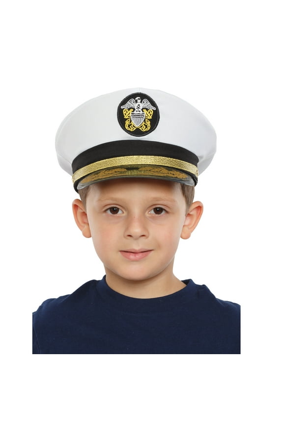 Boat Captain Hat - White Navy Admiral Cap - Sea Yacht Hat for Kids