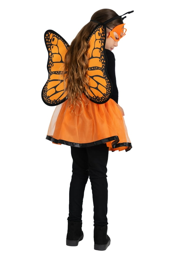 Butterfly Costume for Girls - Monarch Butterfly Wings for Kids - Wings, Headband, Mask and Tutu Set