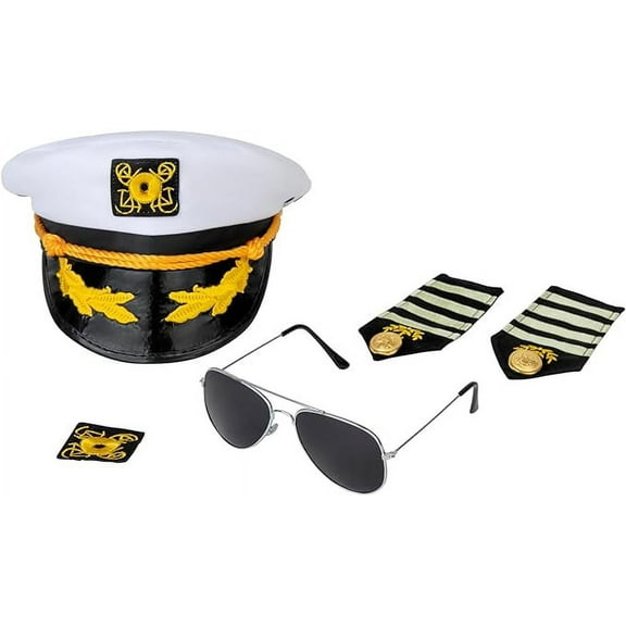 Dress Up America Captain Costume Set - Yacht Captain Accessory Kit - Boat Captain Set for Kids