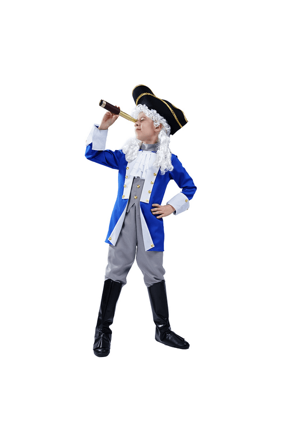 Colonial Patriot Costume for Kids - Comes with Hat and Wig, Blue | Boys