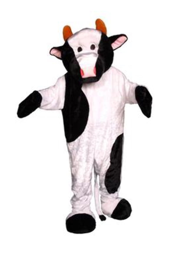 Dress Up America Cow Mascot, White/Black, One Size