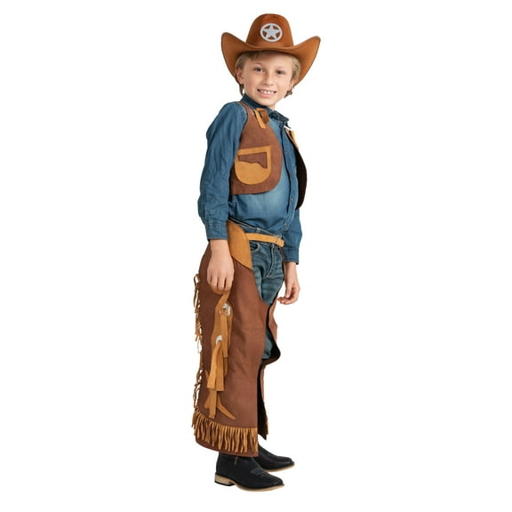 Dress-Up-America Cowboy Costume for Boys - Kids Cowboy Chaps and Vest Set - Feels Like Real Chaps