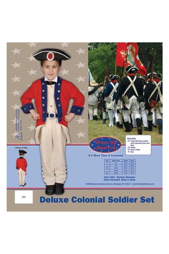 Deluxe Colonial Soldier Set Costume Set Small 4-6