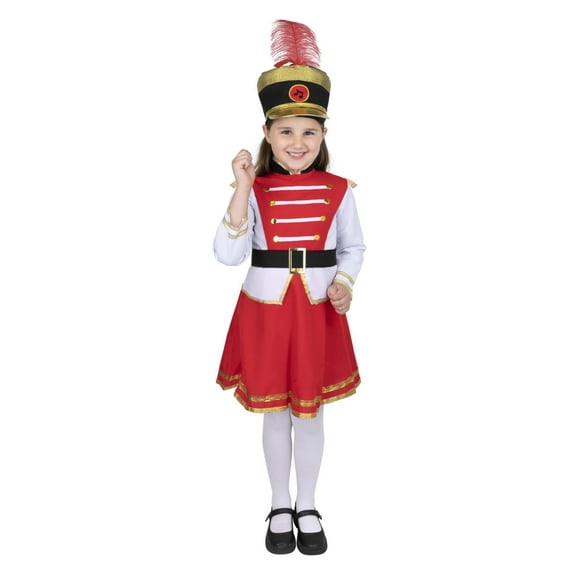 Dress Up America Girls Drum Majorette Costume – Kids Marching Band Uniform Outfit, Red, Medium