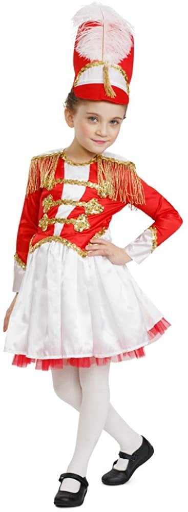 Girls Drum Majorette Costume – Includes Dress And Hat With Feather, By Dress Up America