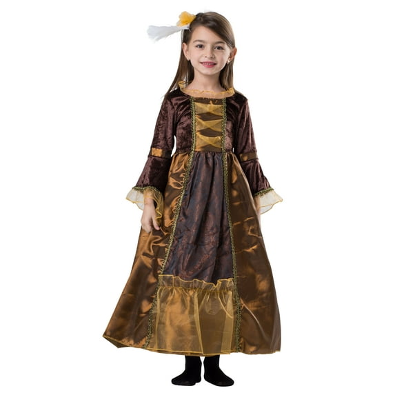 Dress-Up-America Duchess Costume for Girls - Medieval Renaissance Gown for Kids - Brown - Small