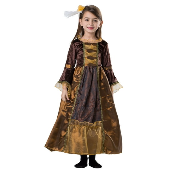 Dress-Up-America Duchess Costume for Girls - Medieval Renaissance Gown for Kids - Brown - Small