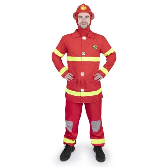 Dress Up America Firefighter Costume for Adults - Mens Fireman Costume - Red, Medium