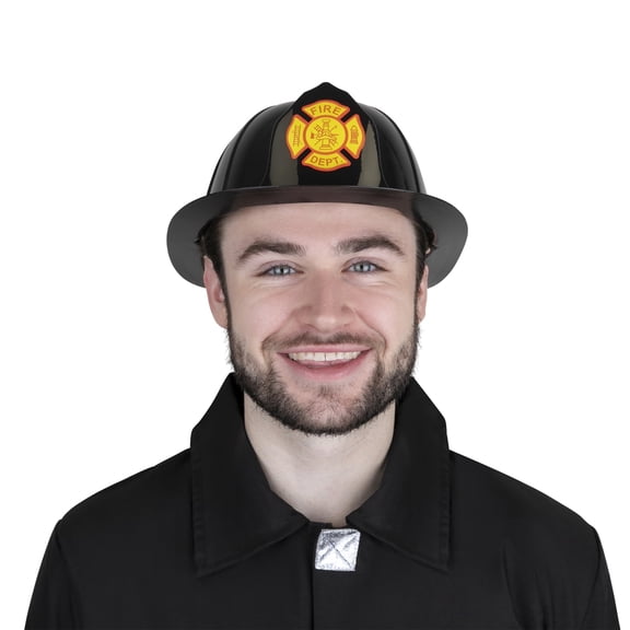 Dress Up America Firefighter Helmet - Fireman's Hat for Adults - Firefighter Costume Accessory - One Size Fits Most - Black