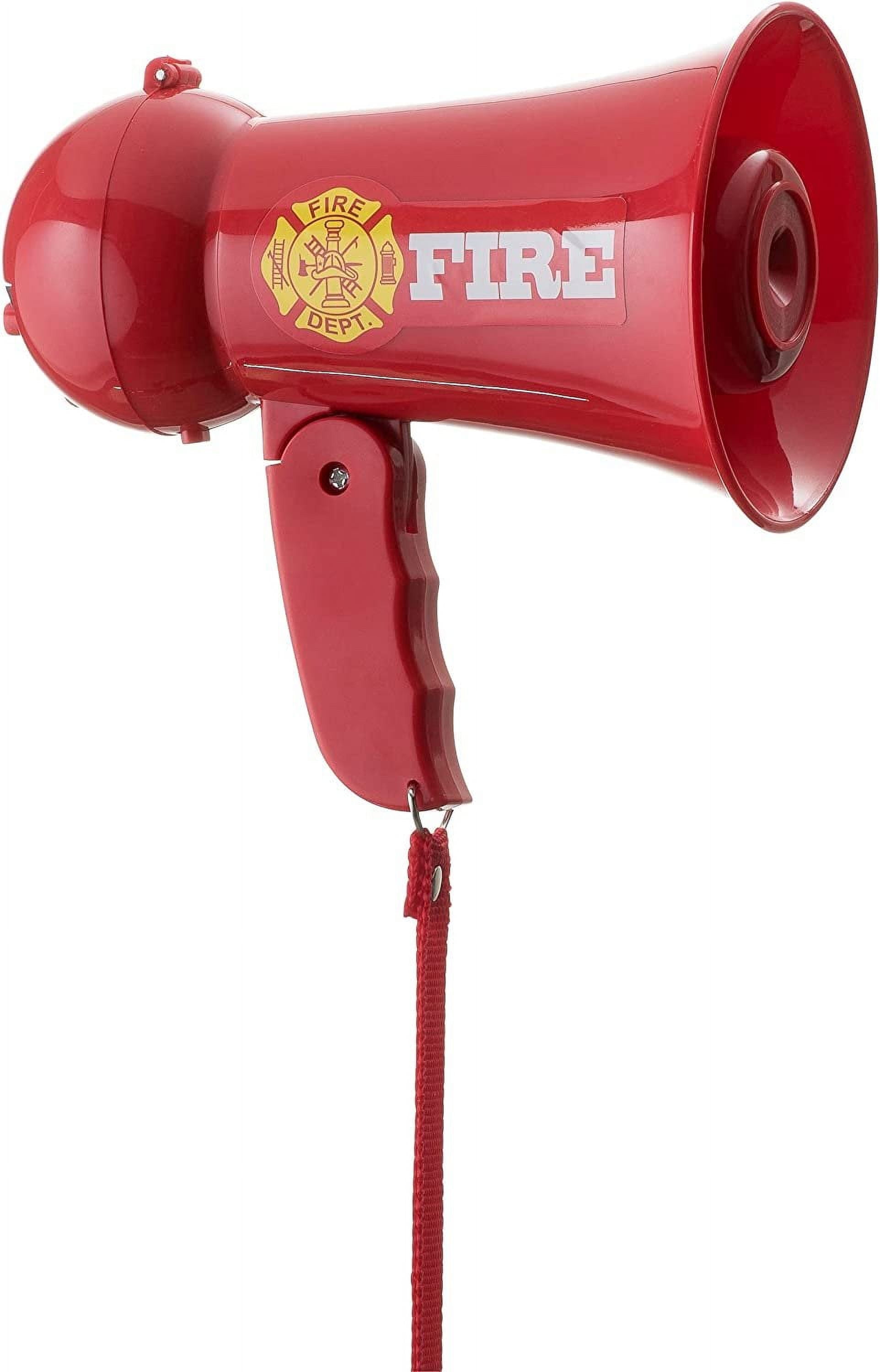 DRESS UP AMERICA Dress-Up-America Firefighter Megaphone Mic For Kids - Red Fireman Mega phone Bullhorn Speaker With Siren Sound