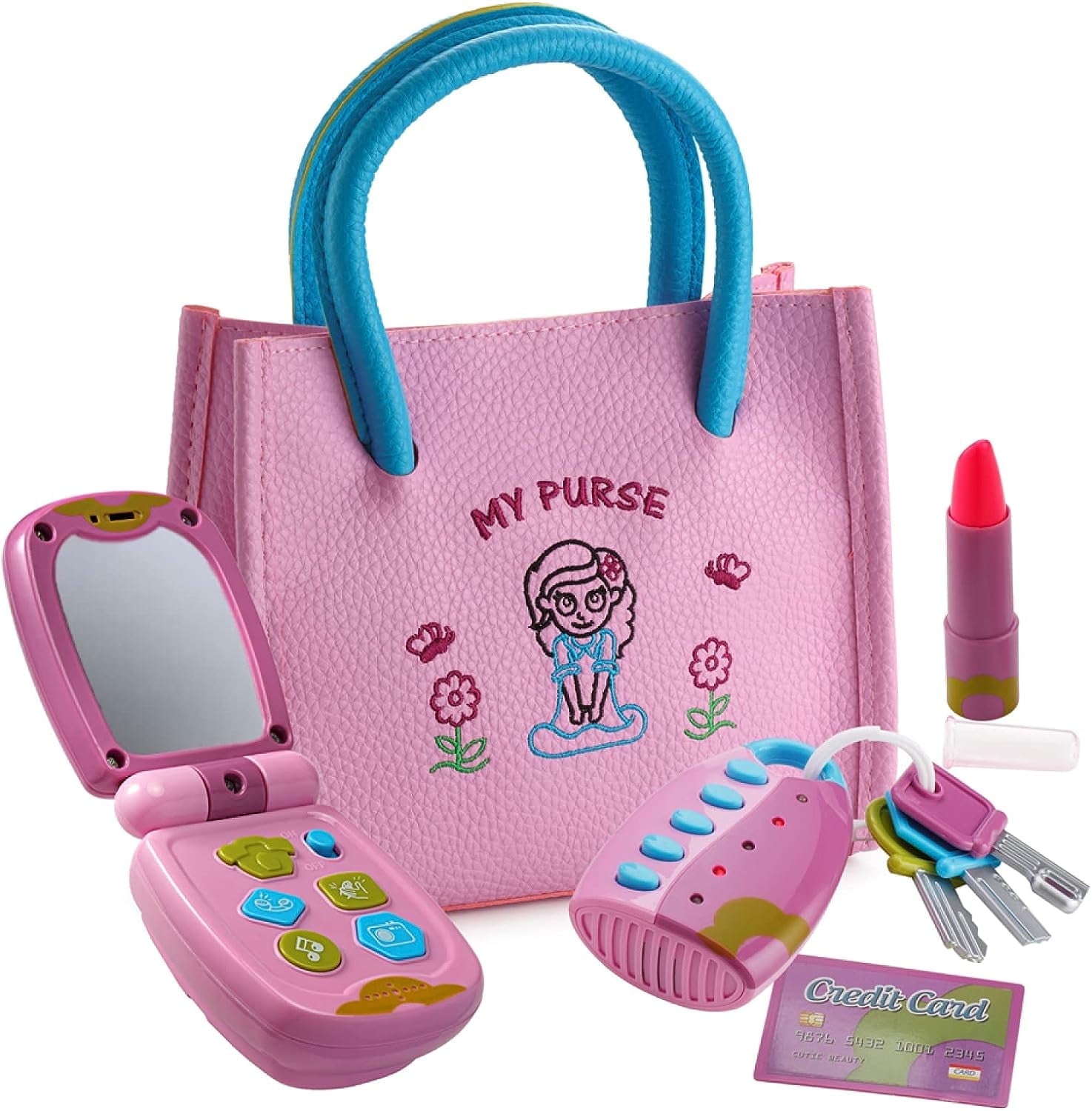 PLAYKIDZ Dress Up America Girls Purse for Pretend Play Toys for 1, 2, 3 Year Old Girl Birthday Gift