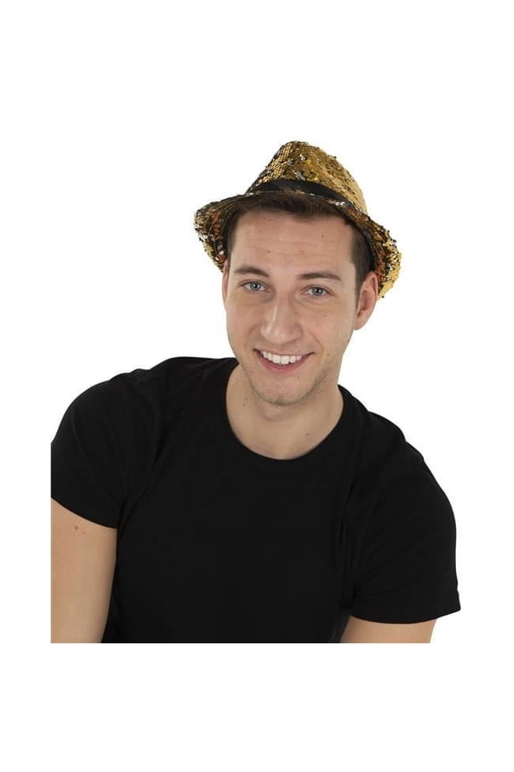 1117 Reversible Sequins Hat, Gold