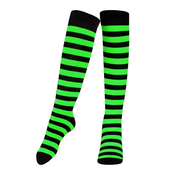Dress-Up-America Black & Green Striped Socks for Adults - Black & Green Striped Socks for Men & Women - Stylish and Comfortable